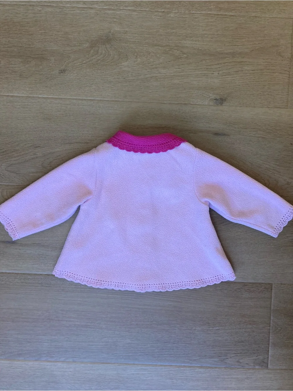 First Impressions Vintage Light Pink Fleece Jacket with Rose Details